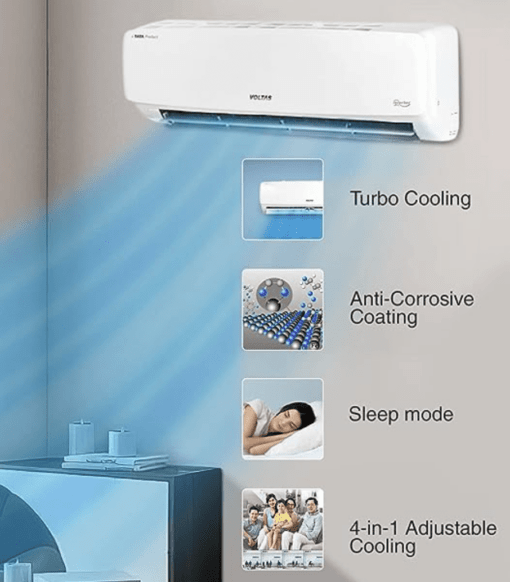 Voltas 1.5 Ton 5 Star, Inverter Split AC(Copper, 4-in-1 Adjustable Mode, Anti-dust Filter, 2023 Model, 185V Vectra Elegant,White) - Image 3